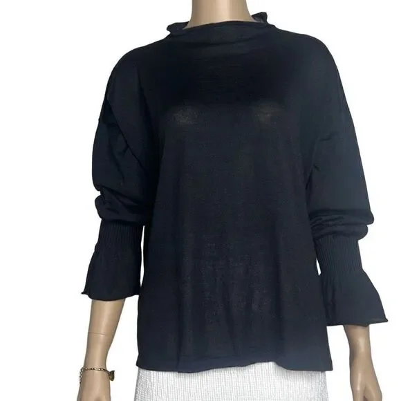 NWT Wolford Cashmere Loose Top Long Sleeves XS Black